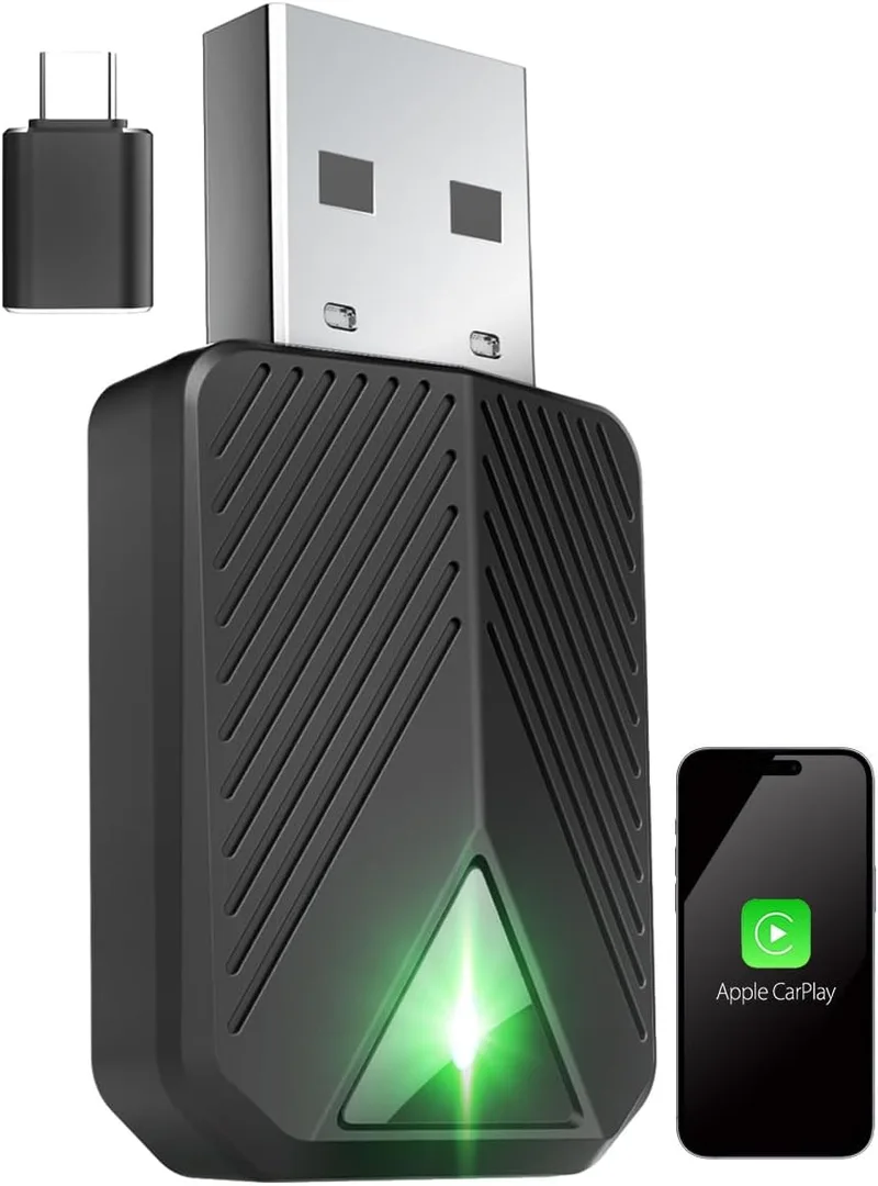 kinmaizi ▫️ Adaptador sem fios para CarPlay, mini dongle sem fios para CarPlay, converte o CarPlay com fios em sem fios, adaptador sem fios Plug and Play, compatível com automóveis de 2016 e iPhone iOS (Preto)