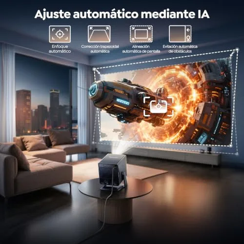 TOPTRO ▫️ Projetor 4K【VIDAA · Sistema ultrarrápido / Netflix incluído / Dolby】Projetor portátil com focagem automática e correção de distorção, TV em direto, FHD 1080P HDR10, projetores para exterior com zoom de 50% para cinema em casa / teto / PPT / HDMI / USB 3