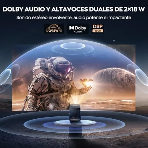 TOPTRO ▫️ Projetor 4K【VIDAA · Sistema ultrarrápido / Netflix incluído / Dolby】Projetor portátil com focagem automática e correção de distorção, TV em direto, FHD 1080P HDR10, projetores para exterior com zoom de 50% para cinema em casa / teto / PPT / HDMI / USB 4