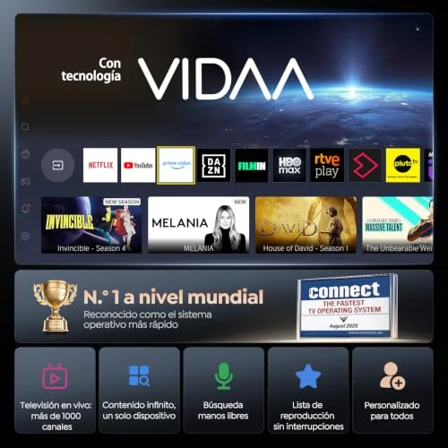 TOPTRO ▫️ Projetor 4K【VIDAA · Sistema ultrarrápido / Netflix incluído / Dolby】Projetor portátil com focagem automática e correção de distorção, TV em direto, FHD 1080P HDR10, projetores para exterior com zoom de 50% para cinema em casa / teto / PPT / HDMI / USB 6