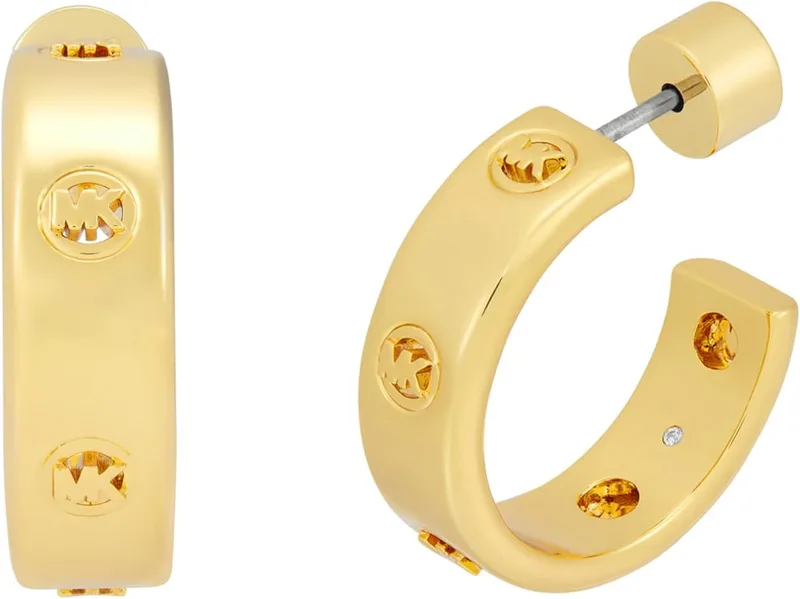 Michael Kors ▫️ Brincos para mulher em latão dourado com fecho de pino seguro
