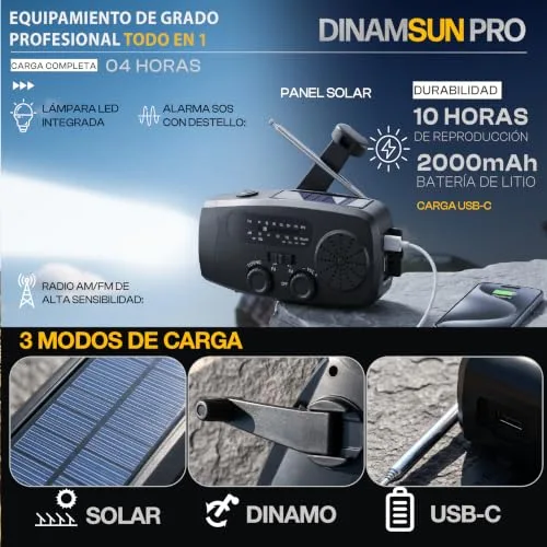 ISMERAL ▫️ Rádio Portátil de 2000 mAh – Rádio FM/AM, Lanterna LED + SOS + Manual de Sobrevivência 2