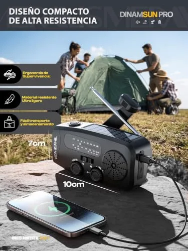 ISMERAL ▫️ Rádio Portátil de 2000 mAh – Rádio FM/AM, Lanterna LED + SOS + Manual de Sobrevivência 5
