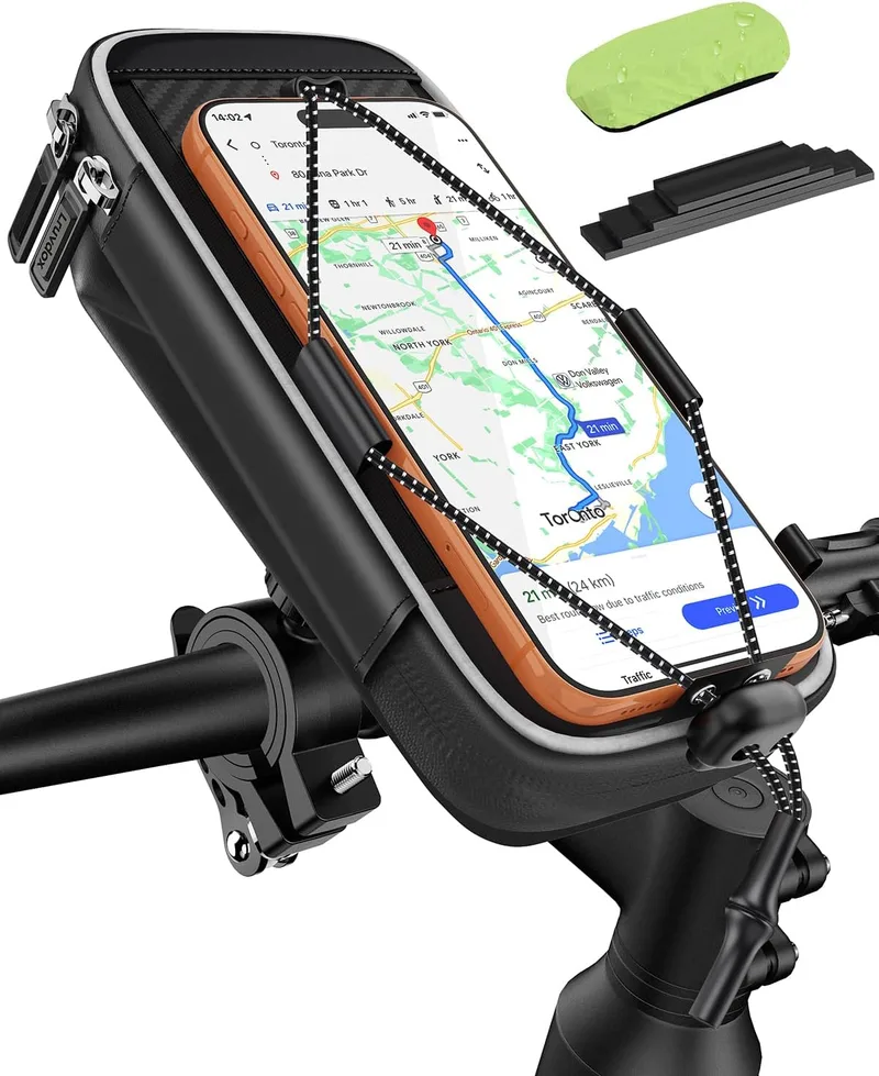 FKEWUK ▫️ Suporte móvel para bicicleta e mota com bolsa impermeável para o guiador, bolsa para o guiador da bicicleta com suporte para telemóvel para smartphones de 5,5 a 7 polegadas, suporte para telemóvel para bicicleta de montanha