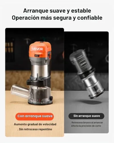 VEVOR ▫️ Fresadora de madeira de 1 HP (710 W), fresadora elétrica com 6 velocidades variáveis, com base fixa e cobertura antipó, fresadora de cantos para carpintaria e projetos de bricolage, com cabo 6