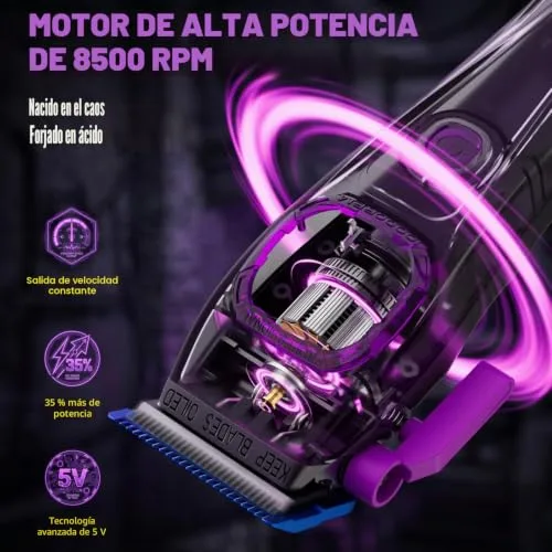 SUPRENT ▫️ Máquinas Profissionais de Corte de Cabelo, Máquina de Cortar Cabelo Sem Fios - Roxa 2