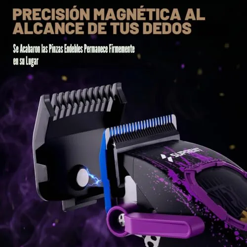 SUPRENT ▫️ Máquinas Profissionais de Corte de Cabelo, Máquina de Cortar Cabelo Sem Fios - Roxa 4