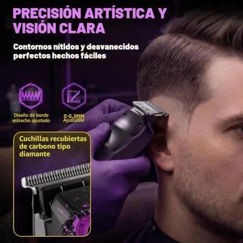 SUPRENT ▫️ Máquinas Profissionais de Corte de Cabelo, Máquina de Cortar Cabelo Sem Fios - Roxa 5