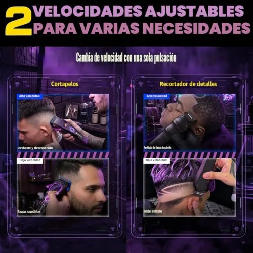 SUPRENT ▫️ Máquinas Profissionais de Corte de Cabelo, Máquina de Cortar Cabelo Sem Fios - Roxa 6