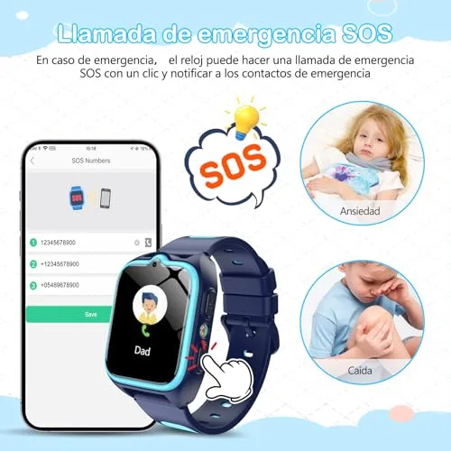 IOWODO ▫️ 4G Relógio Inteligente para Crianças com Videochamada e GPS, Relógio Inteligente para Crianças com Função SOS, Lanterna LED,Conversa por Voz, Bateria de 800 mAh, Modo Aula, Podómetro, Câmara, IP68, Presente e Brinquedo para Meninas e Meninos 4