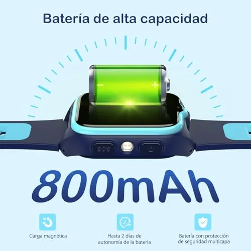 IOWODO ▫️ 4G Relógio Inteligente para Crianças com Videochamada e GPS, Relógio Inteligente para Crianças com Função SOS, Lanterna LED,Conversa por Voz, Bateria de 800 mAh, Modo Aula, Podómetro, Câmara, IP68, Presente e Brinquedo para Meninas e Meninos 6