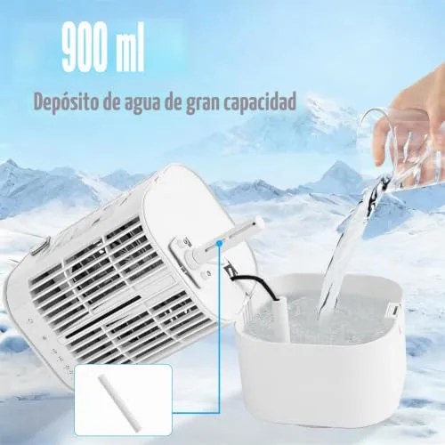 kswiown ▫️ Ventilador portátil com reservatório de água de 900 ml e temporizador de 2/4 h 6