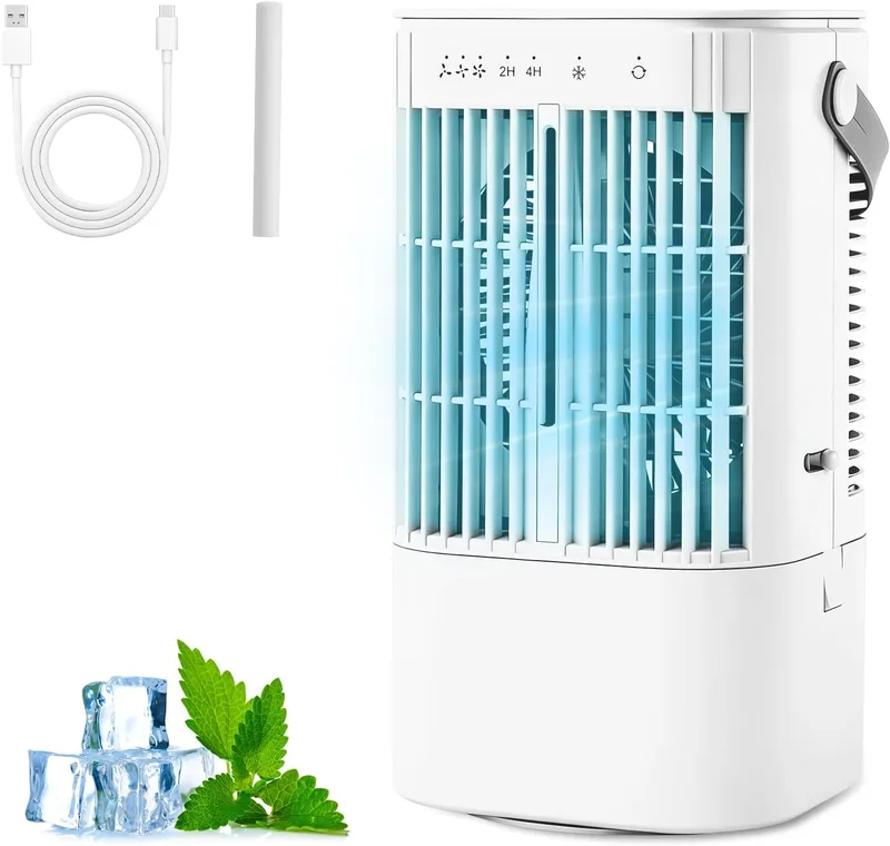 kswiown ▫️ Ventilador portátil com reservatório de água de 900 ml e temporizador de 2/4 h