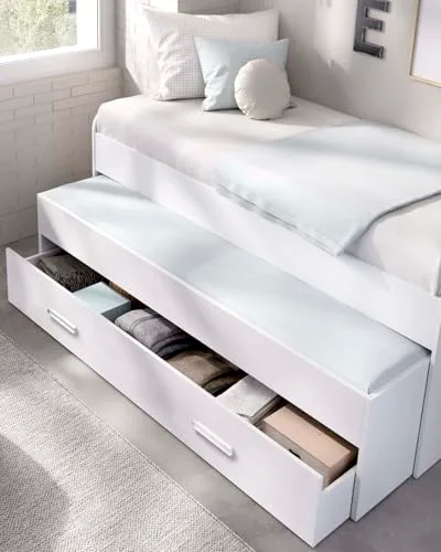 DEKIT GRUPO RIMOBEL ▫️ DEKIT - Pacote Económico para Jovens: Cama Embutida Pema, 2 bases de colchão com ripas largas e 2 colchões viscoelásticos Nova 90 x 190 4
