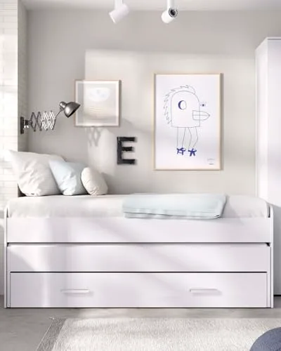 DEKIT GRUPO RIMOBEL ▫️ DEKIT - Pacote Económico para Jovens: Cama Embutida Pema, 2 bases de colchão com ripas largas e 2 colchões viscoelásticos Nova 90 x 190 5