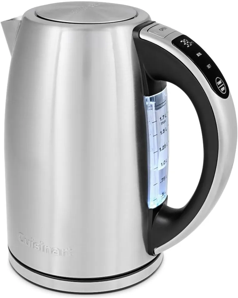 CUISINART ▫️ Fervedor Elétrico SmartElite 1,7 L em aço inoxidável – Ecrã tátil, temperatura regulável entre 50 e 100 °C, fervura rápida de 3 kW, filtro anticalcário desativável, bico de vertimento preciso