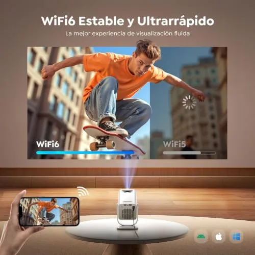 TOPTRO ▫️ Projetor portátil 【Android 14.0 e aplicação integrada】 Projetor 4K/1080P com suporte para projeção de curta distância, correção automática de distorção trapezoidal, Wi-Fi 6 e Bluetooth 5.4, MiniProjetor com rotação de 270° e suporte incluído para cinema em casa 5