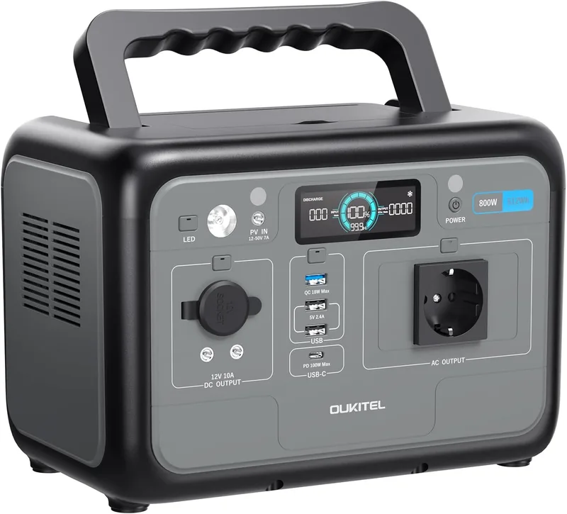 Generico ▫️ OUKITEL P800 Estação de Energia Portátil de 800 W, Gerador Solar com Bateria Lifepo4 de 512 Wh, Gerador com Saídas USB A e C, Potência Máxima de 1600 W, Ideal para Acampamentos