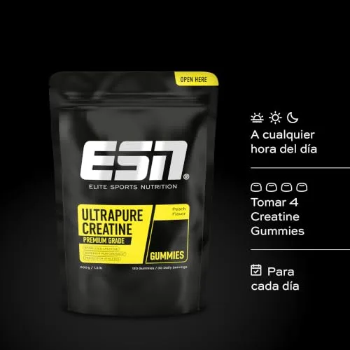 ESN ▫️ Ultrapure Creatine Gummies, Pêssego, 120 gomas, 30 doses 3