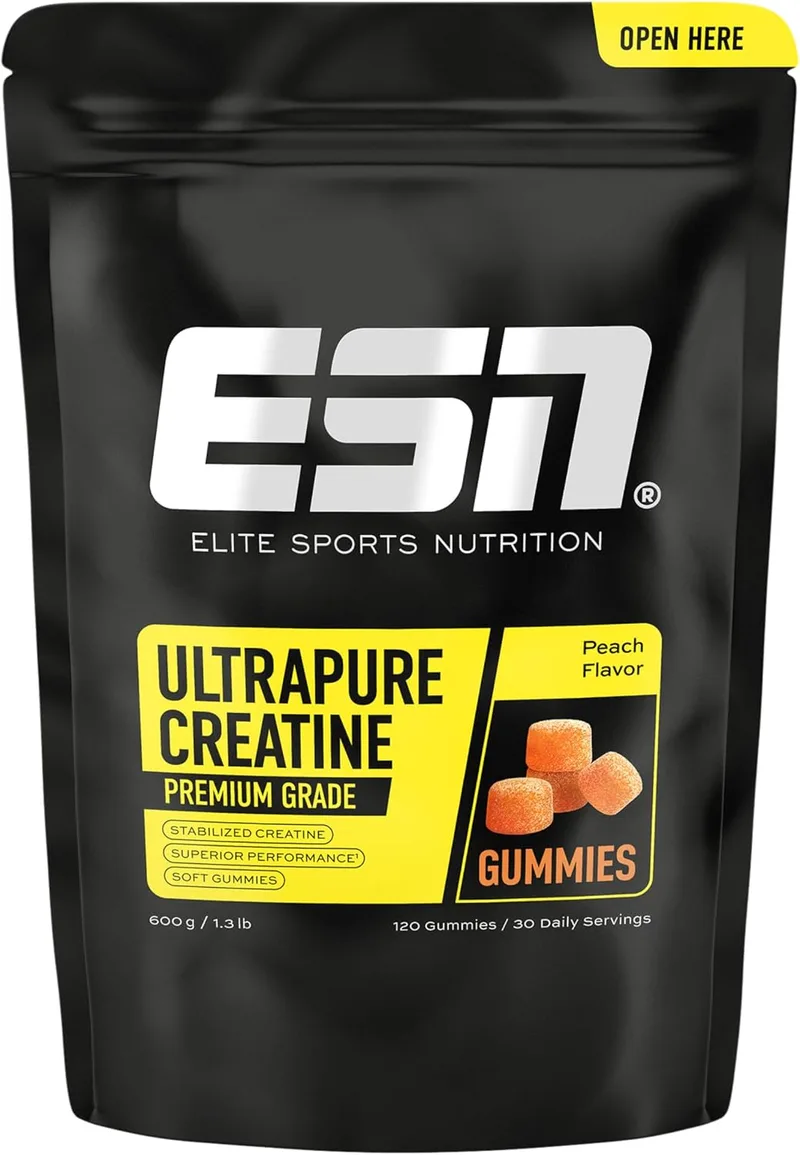 ESN ▫️ Ultrapure Creatine Gummies, Pêssego, 120 gomas, 30 doses