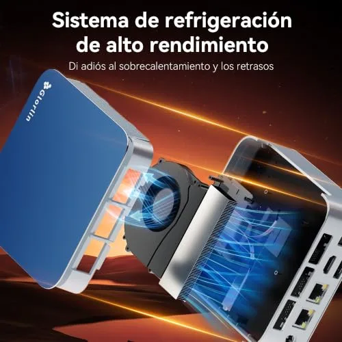 Glorlin ▫️ Mini PC Ryzen 5 6600H (Beats 7430U/5825U), 16 G de LPDDR5, SSD NVMe de 512 G, mini computador de secretária com três ecrãs 4K, Wi-Fi 6, BT 5.3 e LAN dupla 2