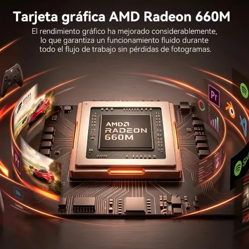 Glorlin ▫️ Mini PC Ryzen 5 6600H (Beats 7430U/5825U), 16 G de LPDDR5, SSD NVMe de 512 G, mini computador de secretária com três ecrãs 4K, Wi-Fi 6, BT 5.3 e LAN dupla 4