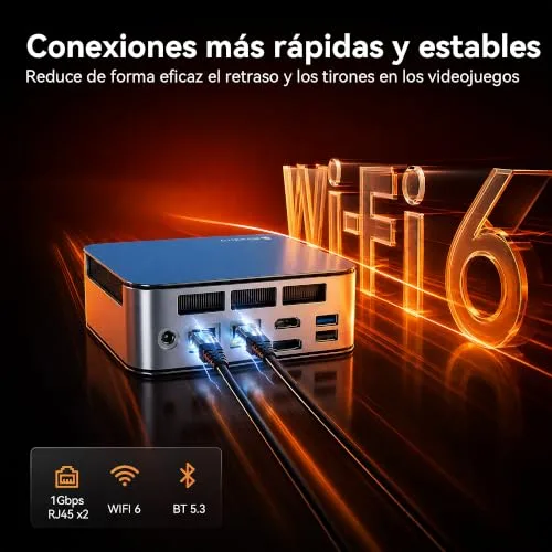 Glorlin ▫️ Mini PC Ryzen 5 6600H (Beats 7430U/5825U), 16 G de LPDDR5, SSD NVMe de 512 G, mini computador de secretária com três ecrãs 4K, Wi-Fi 6, BT 5.3 e LAN dupla 7