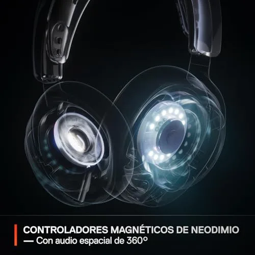 SteelSeries ▫️ Arctis Nova Pro Wireless - Auscultadores de jogos sem fios compatíveis com vários sistemas (PC, PS, telemóvel) - Drivers premium - Iman de neodímio - Cancelamento de ruído - ClearCast Gen 2 - Preto 4