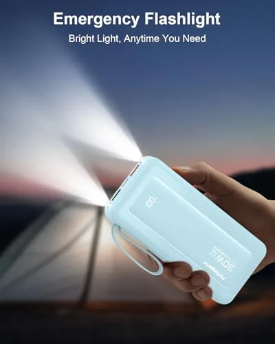 FlyKangaroo ▫️ Powerbank de 27 000 mAh com 4 cabos integrados e função de carregamento rápido USB-C de 30 W 4