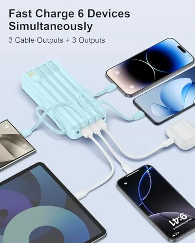 FlyKangaroo ▫️ Powerbank de 27 000 mAh com 4 cabos integrados e função de carregamento rápido USB-C de 30 W 6