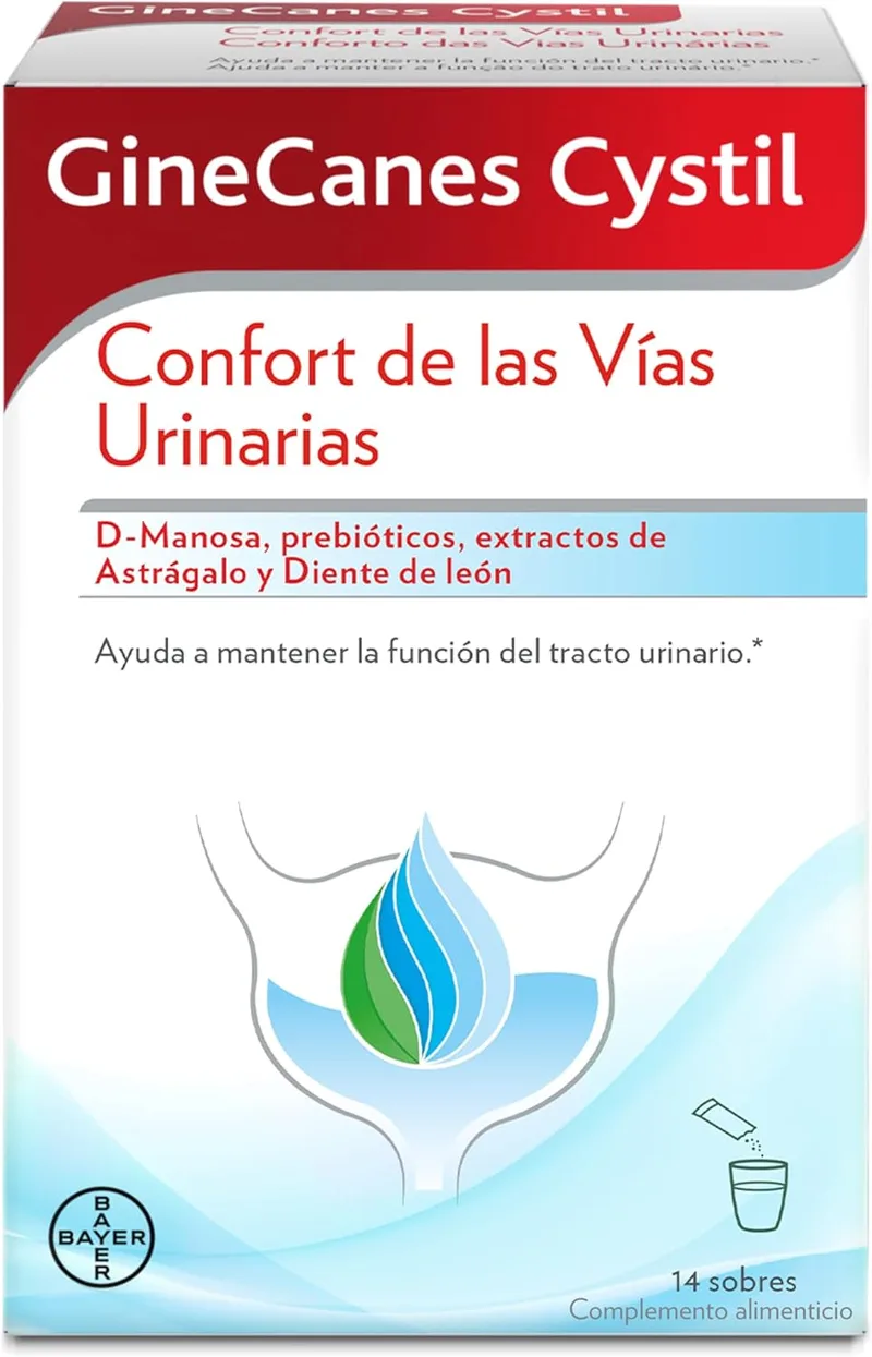 GINE-CANESTEN ▫️ GineCanesCystil CistiPro, suplemento alimentar à base de D-manose para o bem-estar do trato urinário, 14 saquetas com sabor a chá verde, jasmim e citrinos