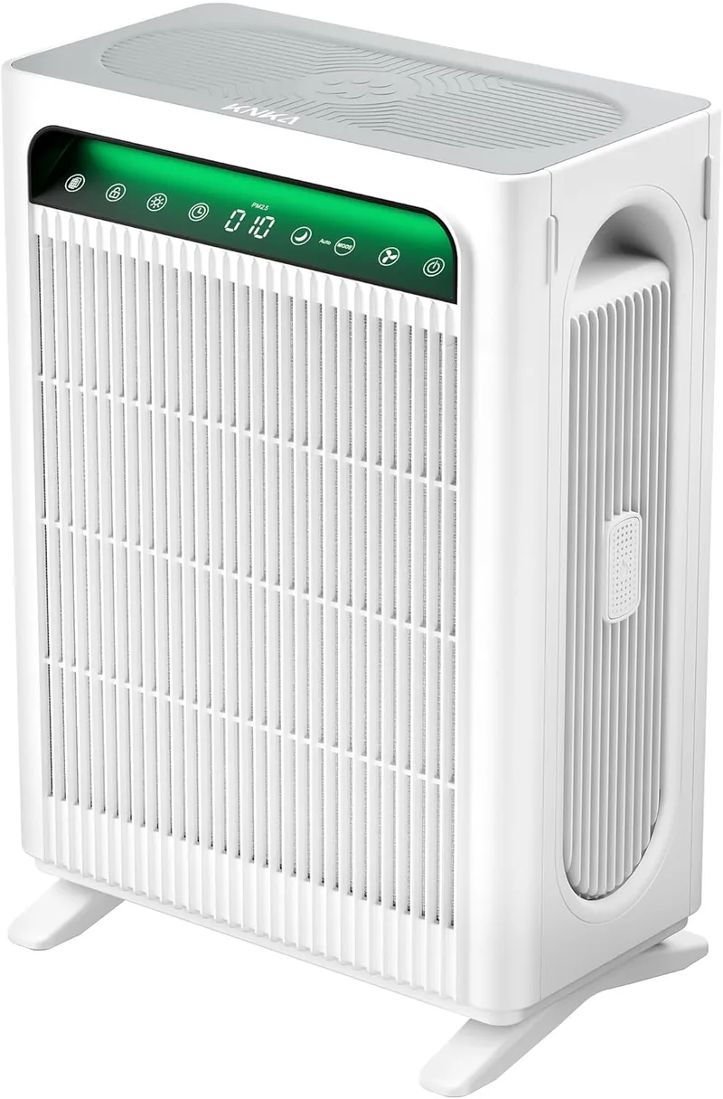 KNKA ▫️ Purificador de ar Air Purifier APH4000, sistema de duplo filtro, CADR 400 m³/h, até 120 m², Desempenho HEPA (Modo Noturno) elimina 99,97% do pólen, pêlos e odores, ideal para fumadores e animais de estimação, branco