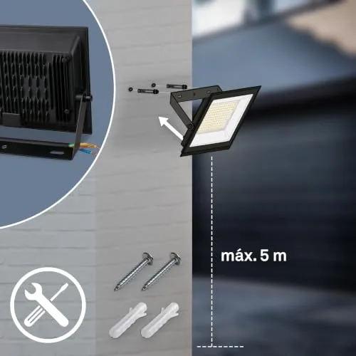 Briloner ▫️ Foco LED para exterior com luz branca neutra, 20 W, 1800 lm, orientável, IP65 resistente ao pó e à água, projetor LED para exterior, para jardim e garagem, 11 x 14,5 x 3 cm, preto 4