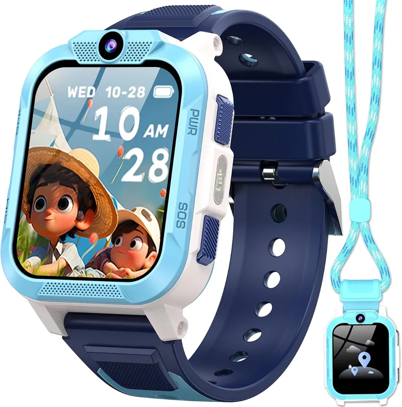 IOWODO ▫️ Relógio inteligente infantil relógio inteligente 4G para crianças com videochamada e GPS, SOS, modo escola, bateria de 850 mAh, IP68, presente ideal para crianças dos 5 aos 14 anos