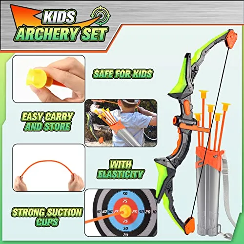 Toyokid ▫️ arco e flecha para crianças, brinquedo a partir dos 3, 4, 5, 6, 7, 8, 9, 10, 11 e 12 anos, brinquedo para crianças a partir dos 3 aos 6 anos, presente para meninas dos 3 aos 10 anos, jogos ao ar livre para crianças, tiro ao 5