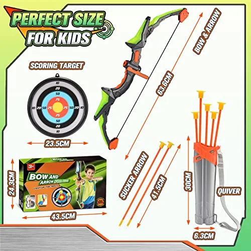 Toyokid ▫️ arco e flecha para crianças, brinquedo a partir dos 3, 4, 5, 6, 7, 8, 9, 10, 11 e 12 anos, brinquedo para crianças a partir dos 3 aos 6 anos, presente para meninas dos 3 aos 10 anos, jogos ao ar livre para crianças, tiro ao 6