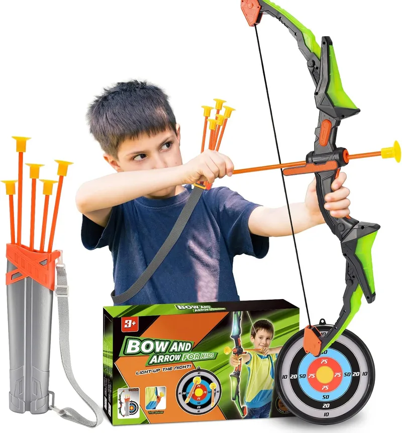 Toyokid ▫️ arco e flecha para crianças, brinquedo a partir dos 3, 4, 5, 6, 7, 8, 9, 10, 11 e 12 anos, brinquedo para crianças a partir dos 3 aos 6 anos, presente para meninas dos 3 aos 10 anos, jogos ao ar livre para crianças, tiro ao