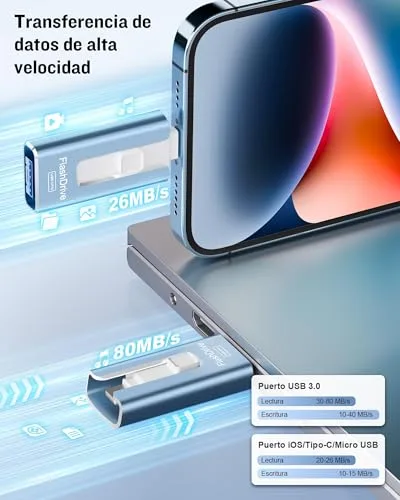 GNASEET ▫️ 256 GB de memória externa para telemóveis e dispositivos Android, USB 3.0, azul 2
