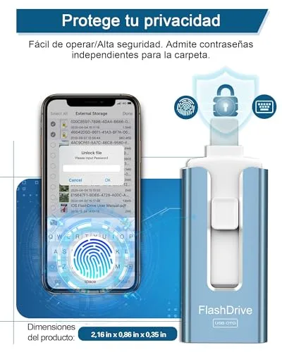 GNASEET ▫️ 256 GB de memória externa para telemóveis e dispositivos Android, USB 3.0, azul 5