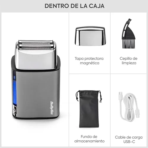 BaByliss ▫️ Máquina de barbear Super-X de lâmina dupla para homem – Acabamento ultra suave, lâmina dupla em aço japonês, sem fios com bateria de iões de lítio, Wet & Dry IPX7, recarregável por USB-C, FS996DE 6