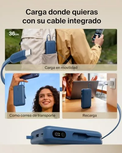 Belkin ▫️ Bateria externa UltraCharge de 20 000 mAh com cabo USB-C e ecrã - Azul 6