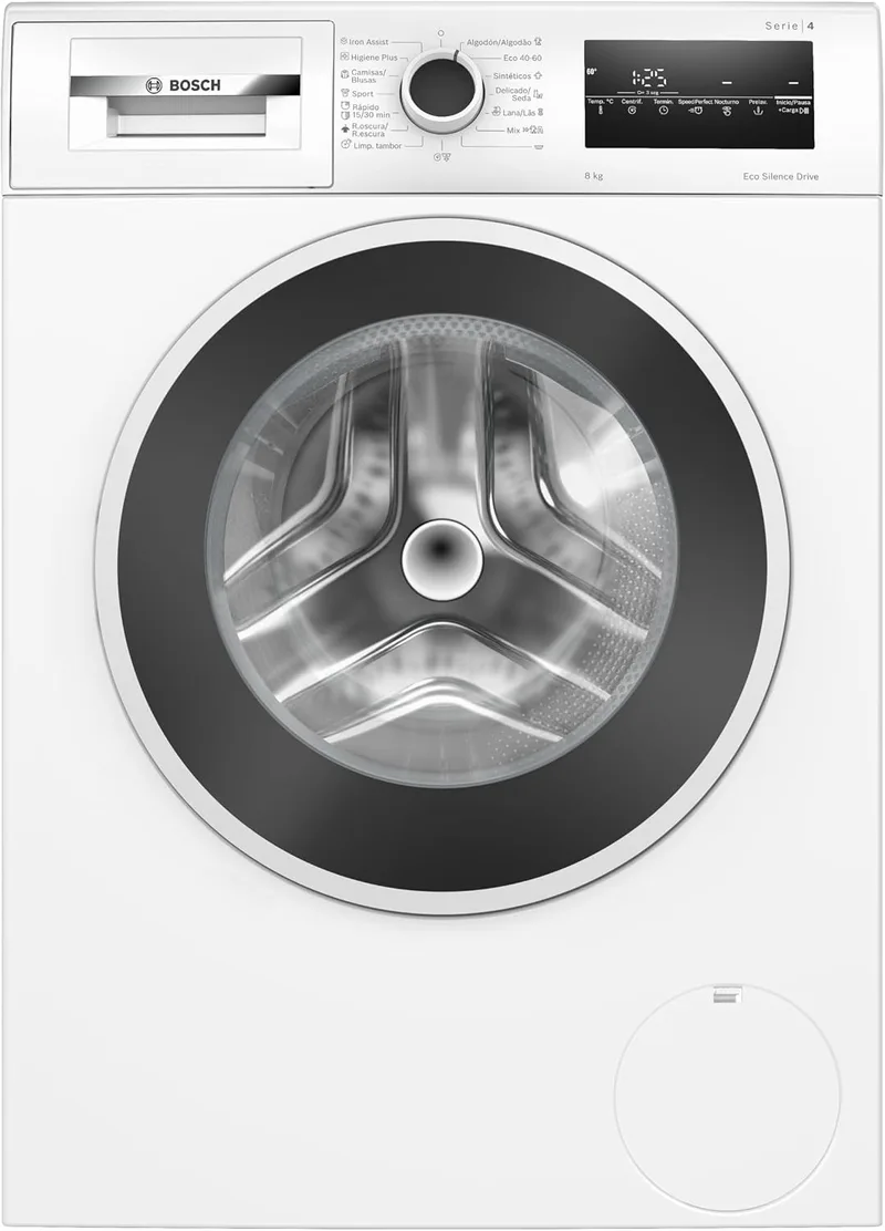 Bosch ▫️ Máquina de lavar roupa, Série 4, 8 kg, Iron Assist, branco, WAN24280ES