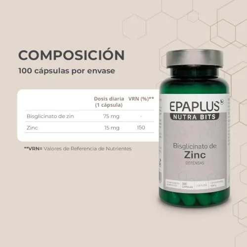 EPAPLUS ▫️ Bisglicinato de zinco 100 cápsulas de 15 mg Imunidade Alta absorção 5