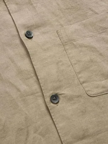 Marks & Spencer ▫️ Camisa de manga curta em linho puro para homem, corte normal, gola clássica, respirável 5