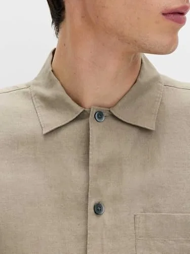 Marks & Spencer ▫️ Camisa de manga curta em linho puro para homem, corte normal, gola clássica, respirável 6