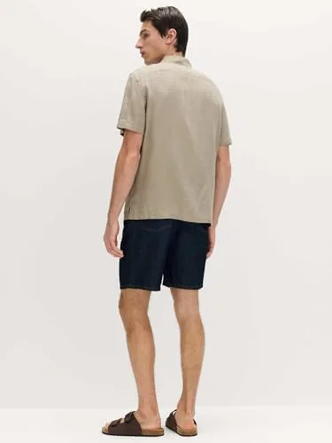 Marks & Spencer ▫️ Camisa de manga curta em linho puro para homem, corte normal, gola clássica, respirável 7
