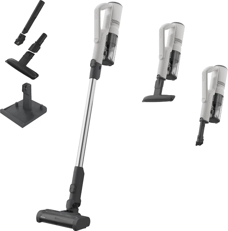 AEG ▫️ Aspirador Vassoura Sem Fio Série 5000, Aspirador Sem Fio com Motor Digital Potente, Escova MultiFloor para Tapetes e Pisos Duros, até 50 Min, 18,5 V, Branco, AP51UH18ST