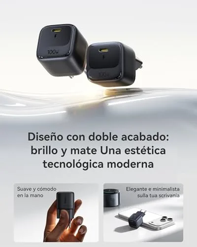 Baseus ▫️ Carregador USB-C Enerfill de 100 W, carregador rápido PD compacto, carregador GAN para MacBook Pro/Air, iPad Pro, iPhone 17/16/15, Samsung Galaxy S25/S24, computador portátil (cabo USB-C de 1 m incluído) 4