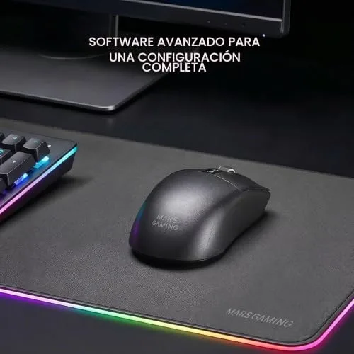 Mars Gaming ▫️ MMW-Elite, Rato sem fios para jogos, Bluetooth 5.4 + 2.4GPRO + Cabo, Sensor ótico PixArt PAW3311PRO 20 000 dpi, Ultraleve 69 g, 6 botões, ecrã OLED, base de carregamento magnética RGB, preto 4