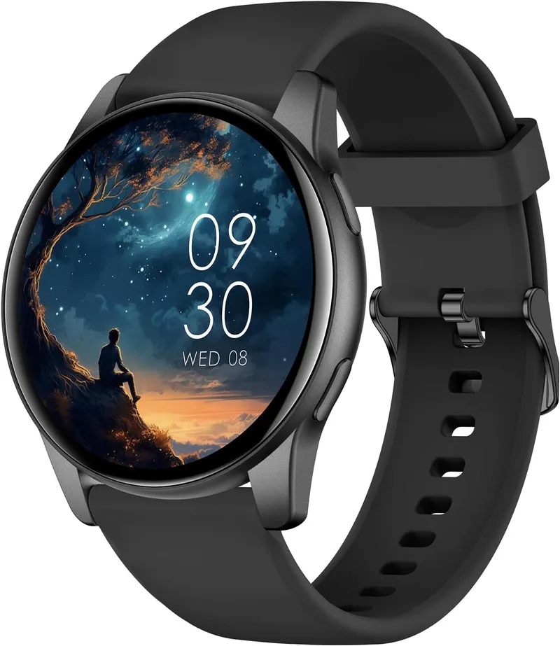 AcclaFit ▫️ Relógio Inteligente para Homem e Mulher com Chamadas Bluetooth, Smartwatch com Mostrador Redondo de 1,38" com Pulsómetro, Monitor de Sono, Resistente à Água (IP68), Compatível com Android e iOS - Presente para o Dia do Pai